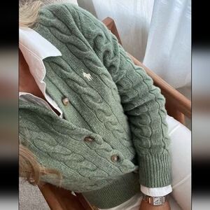 Ralph Lauren Mint Cable-Knit Cardigan (Rare Color)